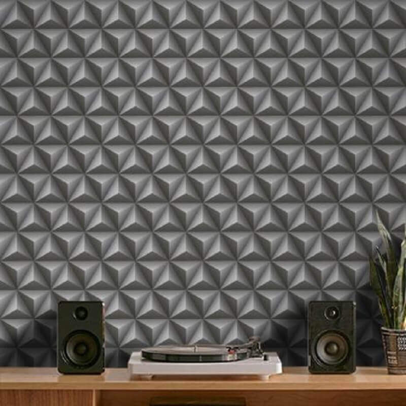 Decoração moderna para sala com revestimento 3D adesivo – Foto: Pinterest
